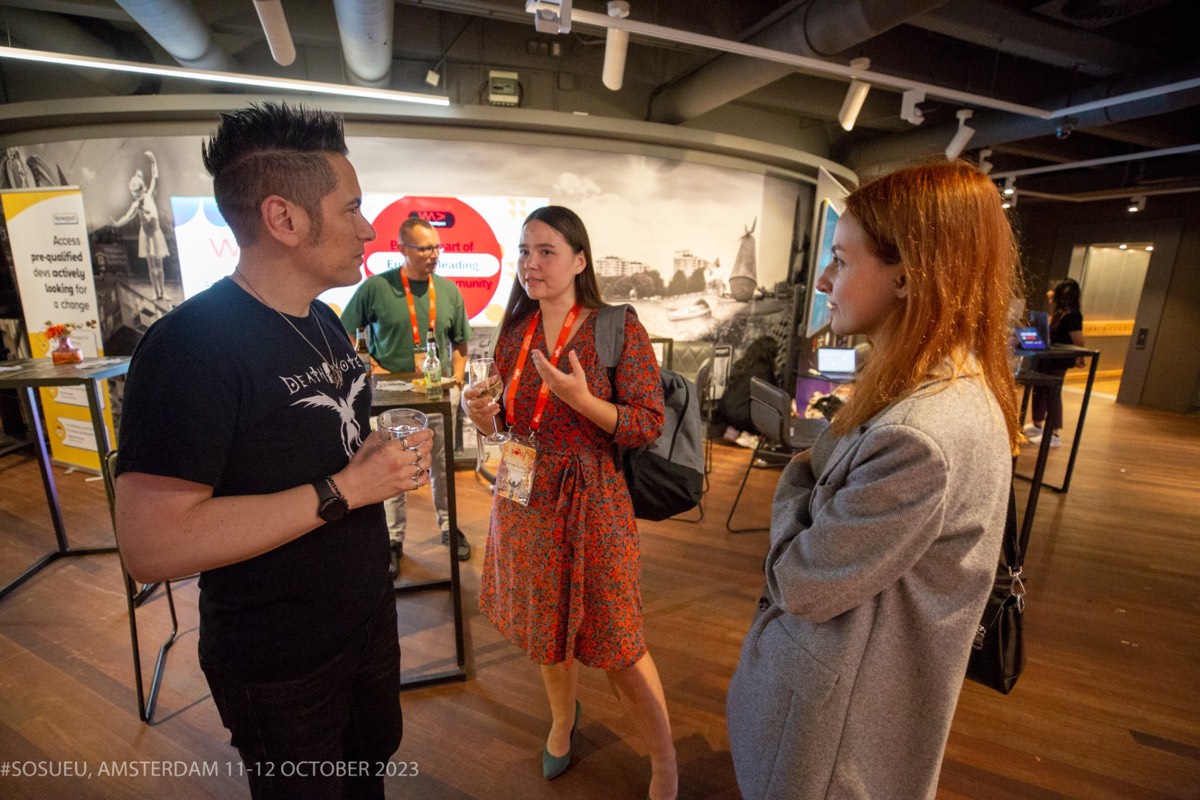Eugenia Filipovich with recruiters at a sourcing summit